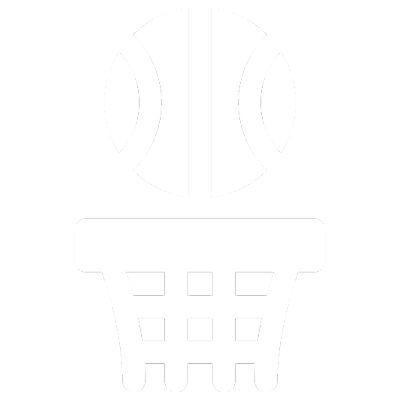 Simplified basketball and hoop graphic